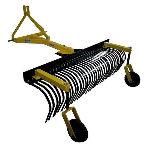 Titan Attachments 6 Ft Landscape Rake With Bolt On Wheels For Compact