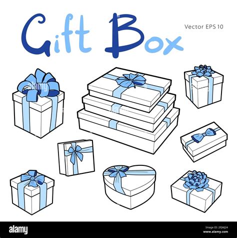 Vector T Box Collection With Bows And Ribbons Vector Line Art