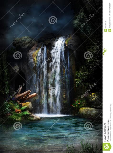 Magical Forest Waterfall 2 Royalty Free Stock Photo