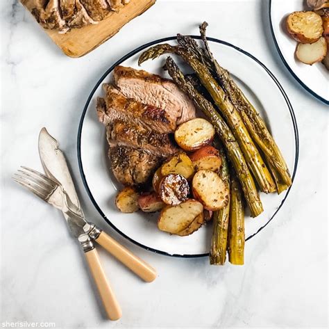 Add some veggies, and you have a complete meal all in how long to cook the pork tenderloin? dinner irl: roast pork tenderloin with new potatoes and ...