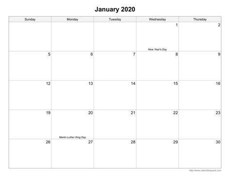 Large Square Calendar Printable Photo Calendar Template 2020