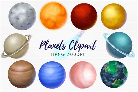 Planets Of Solar System Digital Clipart Hand Drawn Png Graphics