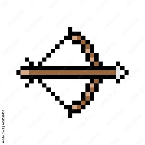 Pixel Bow With Arrow Icon Combat Pixelated Weapons Prepared For