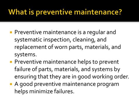 Ppt Ch 4 Preventive Maintenance Powerpoint Presentation Free