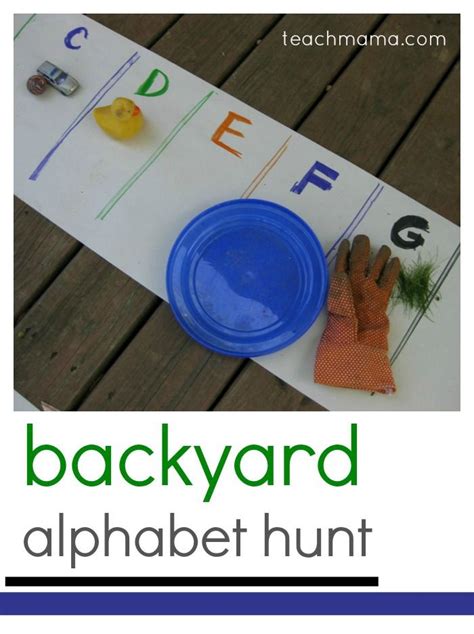 More than 450 books and beginning readers. backyard alphabet hunt - teach mama | Teaching mama, Kids learning, Alphabet