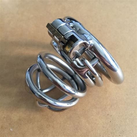 New Stainless Anti Off Penis Ring Cage Metal Male Chastity Device