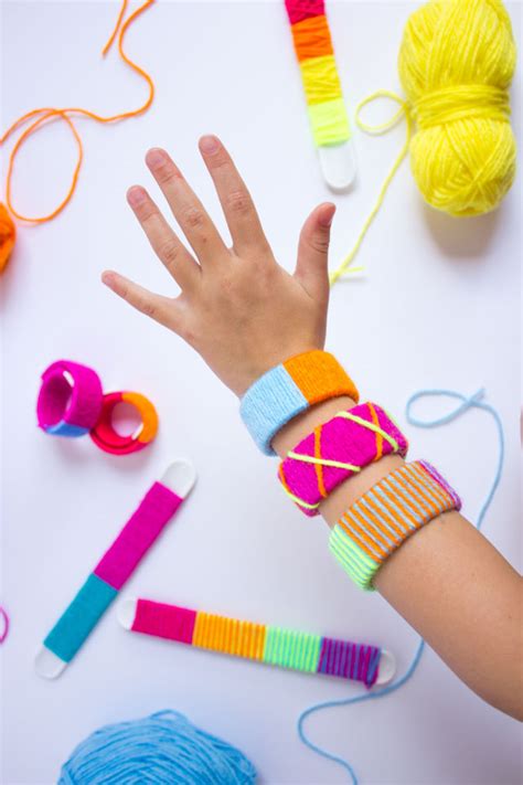 Yarn Wrapped Diy Slap Bracelets Design Improvised