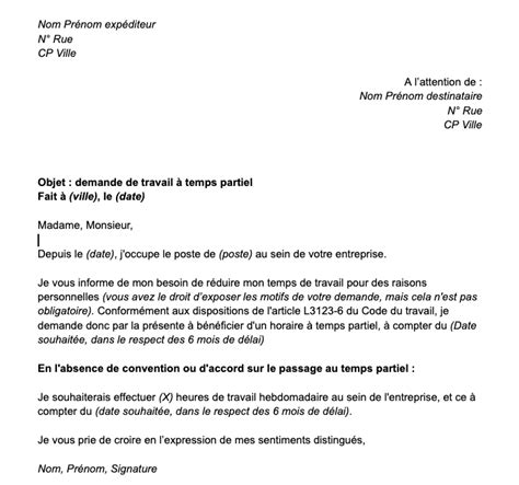 Application Letter Sample Exemple De Lettre De Demande A Temps Partiel My XXX Hot Girl