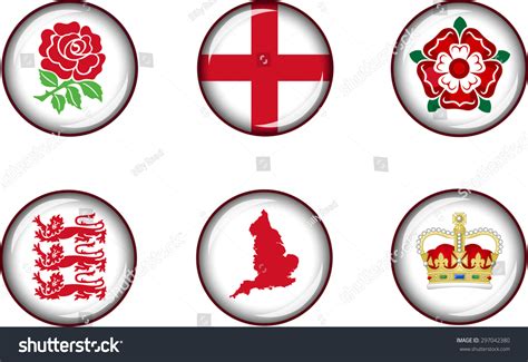 National Symbols Of England Vector Icon Collection Stock