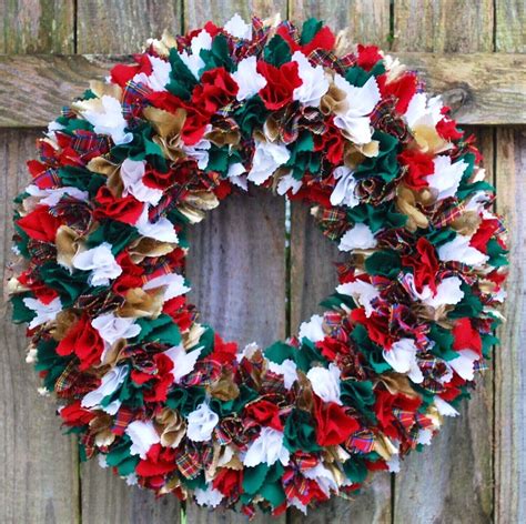 Christmas Rag Wreath Country Christmas Decor Rustic