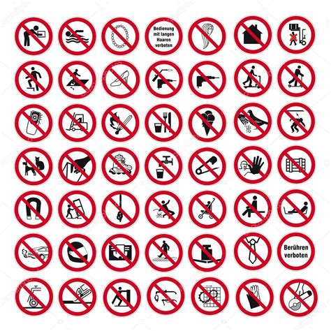 Prohibition Signs Bgv Icon Pictogram Set Collection Collage Stock Vector Rclassenlayouts