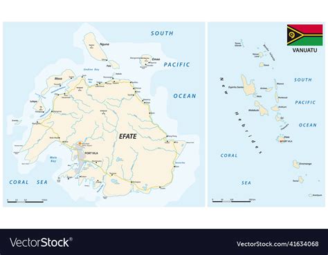 Road Map Of Efate Island Vanuatu Royalty Free Vector Image