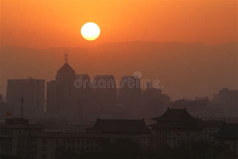 Beijing Sunset From Jingshan Park Stock Photo Image Of Jingshan Hill