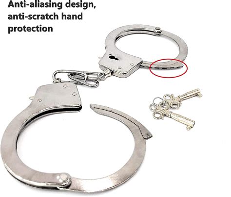 Nc Jasincess Toy Metal Handcuffs With Keys Police Costume Prop Accessories Party Supplies（3 Pack