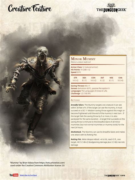 Dandd 5e Creature Feature Minor Mummy Dandd Dungeons And Dragons