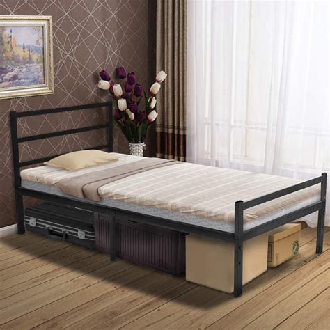 Twin 14inch Platform 1500h Metal Bed Frame With Headboard With Storage