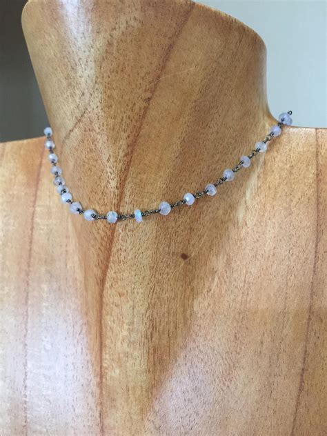 Choker Necklace Moonstone Choker Necklace Moonstone Collar Etsy