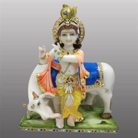 Marble White Lord Krishna Gopal Statue Sizedimension 12 Inch Size