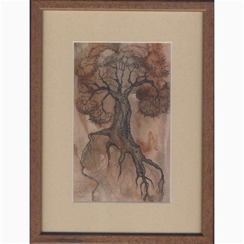 Portrait Of A Tree Black And Brown Ink Drawing Ink Drawing