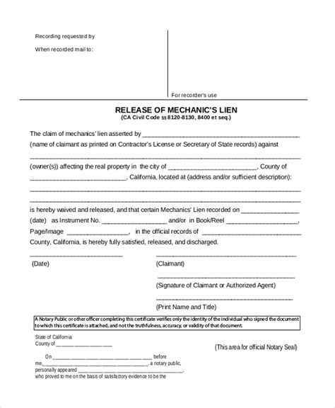 How To Fill Out A Lien Release Form Fill Out And Sign Printable Pdf
