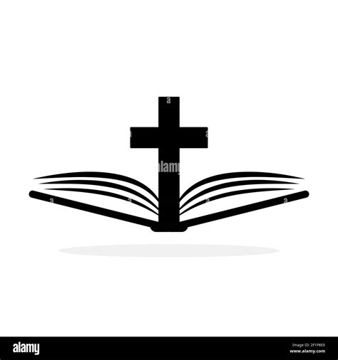 Church Logo Bible With Christian Cross Abstract Religion Symbol