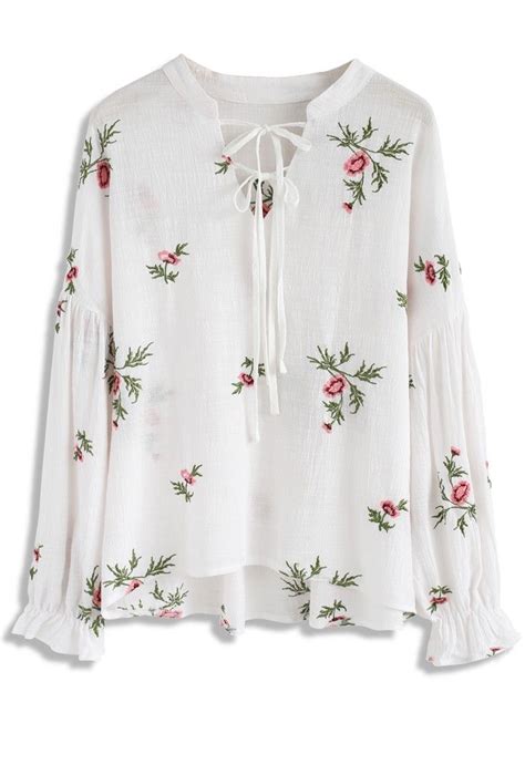 Garden Path Embroidered Smock Top In White New Arrivals Retro