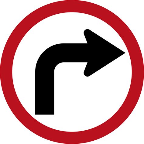 Download File - Trafficsignturnright - Left Turn Sign Yellow Clipart gambar png