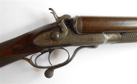 A Fine 19th Cent Double Barrel Breech Loading 10 Bore Hammer Shot Gun