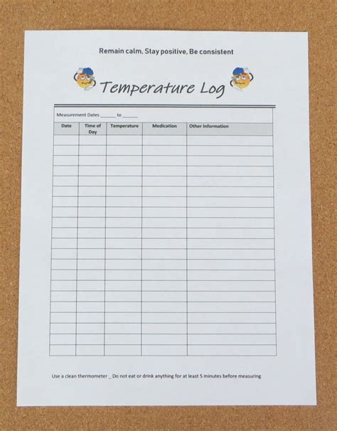 Temperature Logprintablehealth Trackerdaily Journalus Letter Sizea Instant Download Etsy