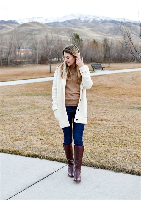 Cardigan Coat — Cotton Cashmere Cat Hair Winter Boots Outfits Brown