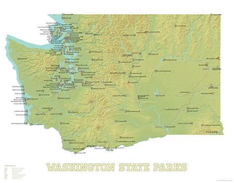 Washington State Parks Map 18x24 Poster State Parks Washington State