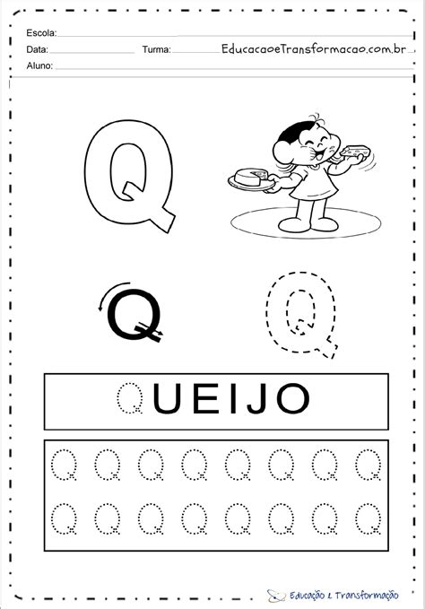 Atividades com a letra Q para alfabetização Atividades Educativas