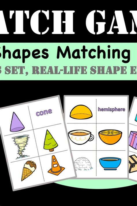 3d Shapes Match Up Game 60 Cards Including Real Life Shape Examples