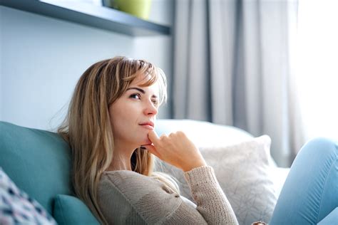 Woman At Home Deep In Thoughts Thinking And Planning Inlingua