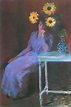 Portrait of Suzanne Hoschede with Sunflowers — Claude Oscar Monet