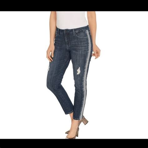 laurie felt jeans laurie felt the classic girlfriend with stripe embellishments stretch