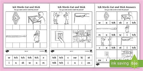 Tch Sound Cut And Stick Worksheet Teacher Made Twinkl