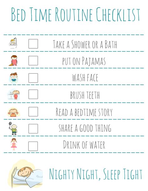 Free Printable Bedtime Routine Chart For Little Kids