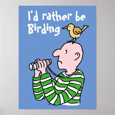 Cartoon Bird Watcher And Bird Poster