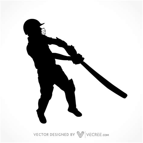 Sport Silhouette Cricket Batsman Playing Straight Drive Free Vector
