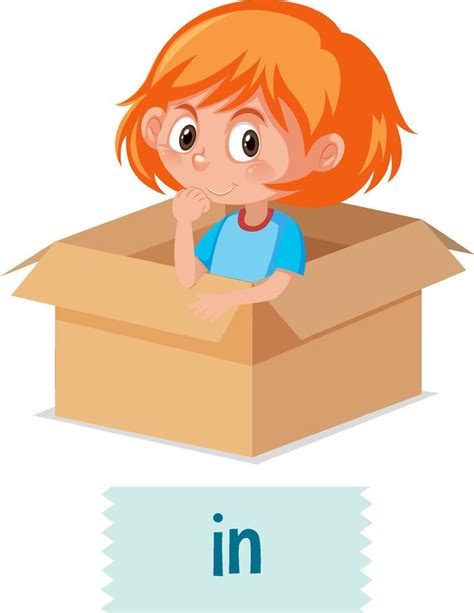 Preposition Of Place With Cartoon Girl And A Box 6349293 Vector Art At