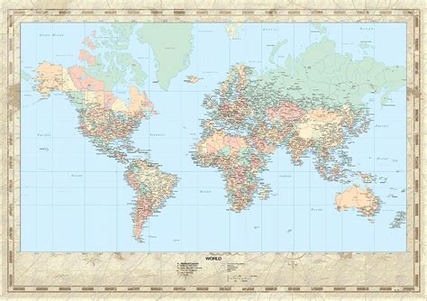 Huge Hi Res Mercator Projection Political World Map Digital Art By