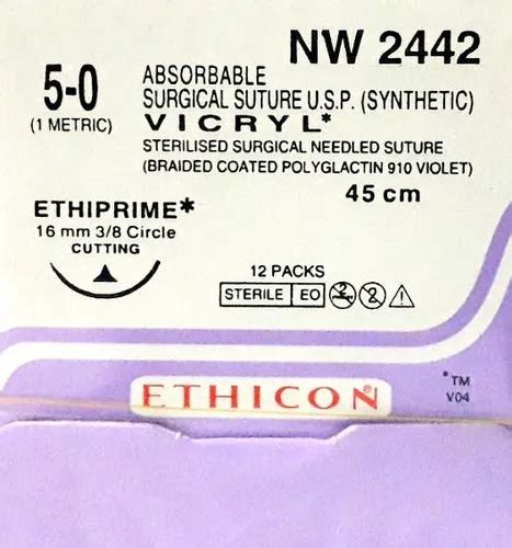 Ethicon Vicryl Plus Sutures Usp 5 0 38 Circle Cutting Ethiprime Vp
