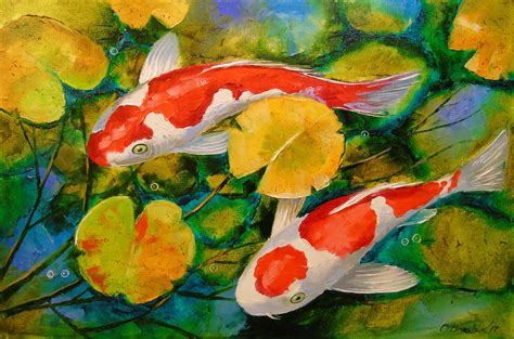 For Sale Koi In A Pond By Ольга Дарчук 500 24w 16h Original