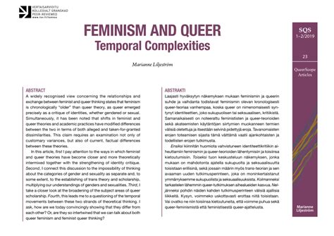 Pdf Feminism And Queer Temporal Complexities