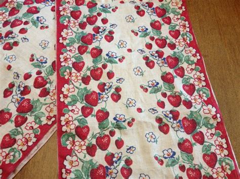 Vintage Strawberry Toweling Fabric Red By Astringortwo On Etsy 3000
