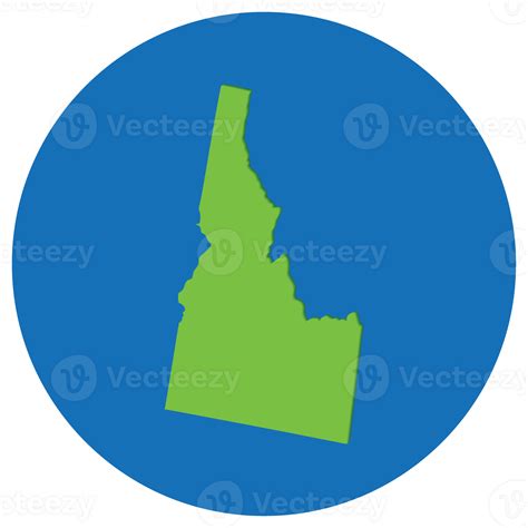 Idaho State Map In Globe Shape Green With Blue Circle Color Map Of The