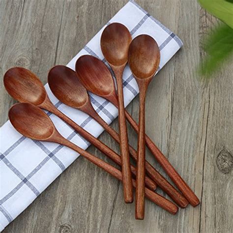 Wooden Spoons, 6 Pieces Soup For Eating Mixing Stirring Cooking, Long Handle Eco | eBay