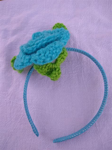 Blue Crochet Flower Headband Etsy