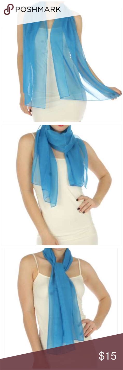 Blue Chiffon Solid Scarf 21 X 60 Inches